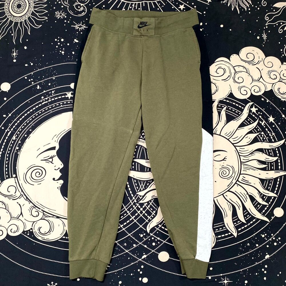 Nike Sweatpants Mens L Green Cotton Track Jogger Tapered Running Jogging Sports
